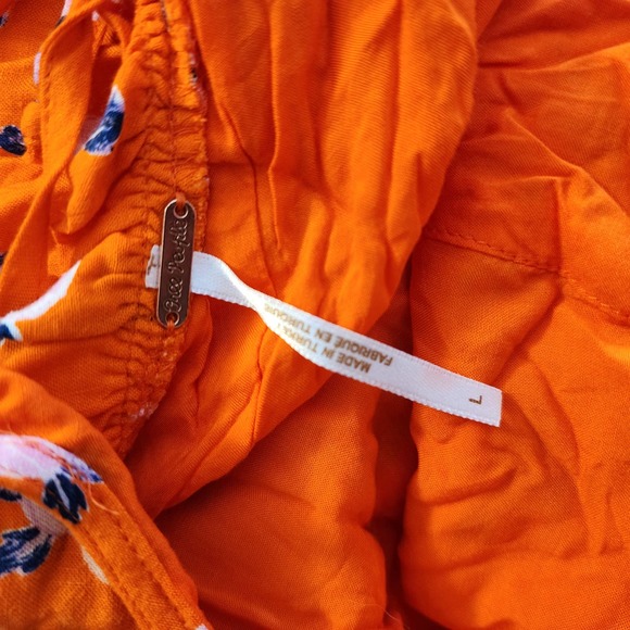 Free People Like A Lady Mini Dress Orange Combo Size Large NWT - Picture 6 of 9